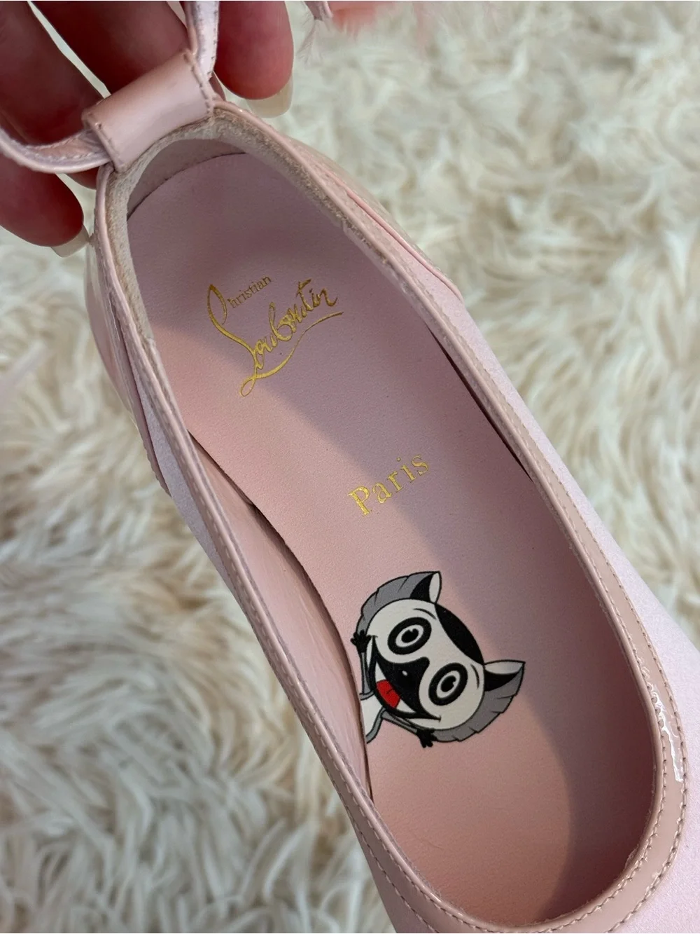 NWT Christian Louboutin Anemonina Flat Rosy Satin Feather Bow Shoes Size 29